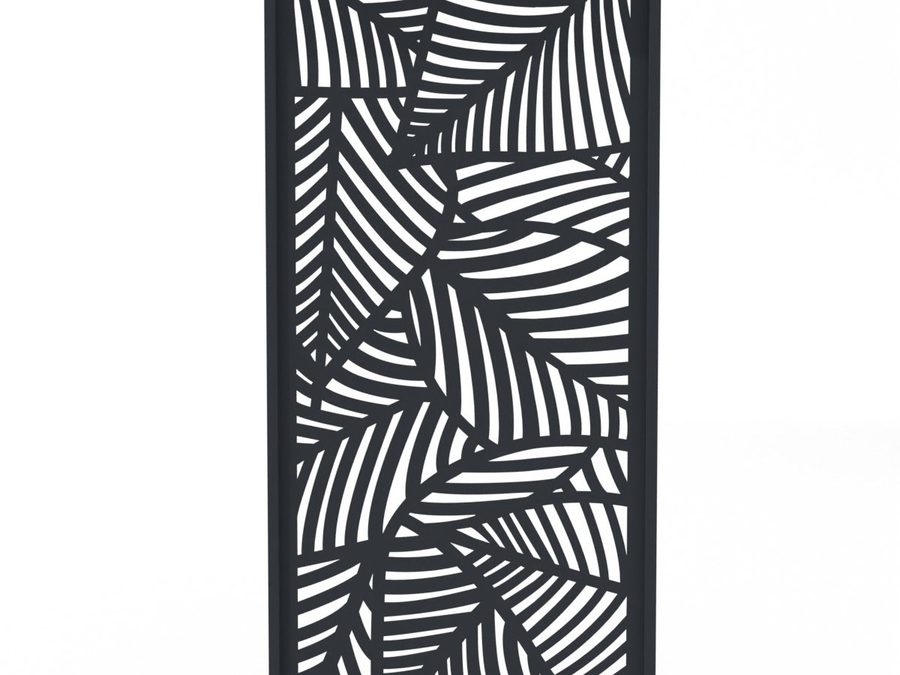 Design-Seitenwand mit Blattdesign in Anthrazit