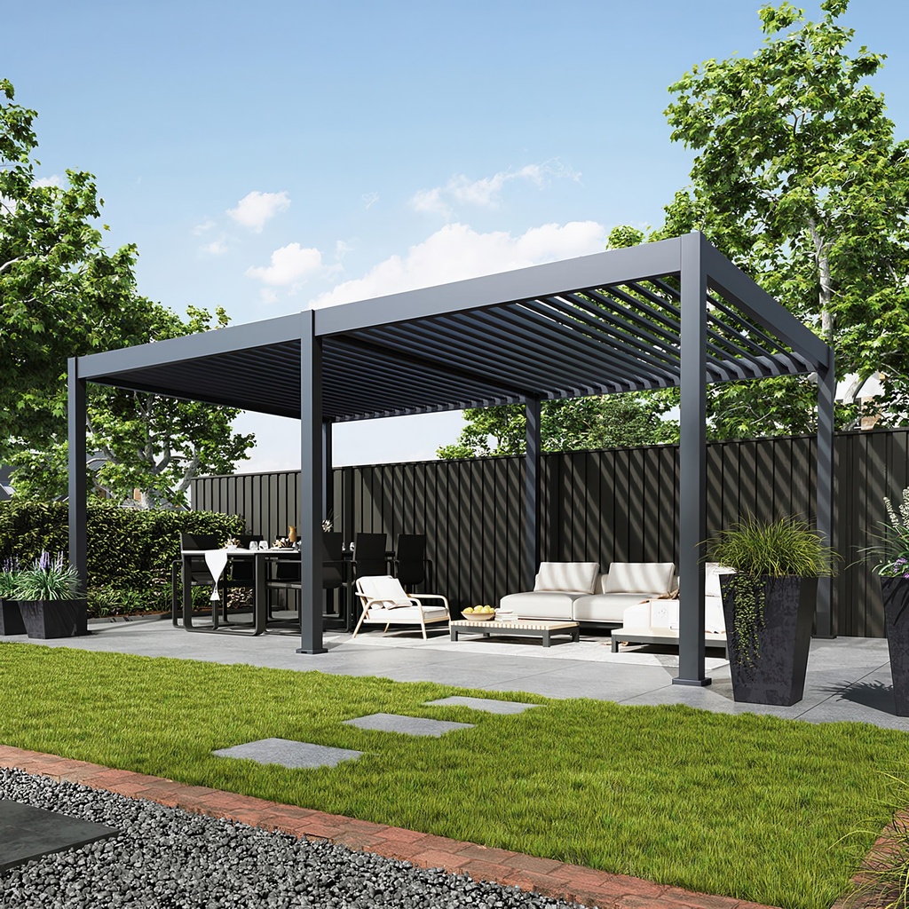 Samostoječa bioklimatska pergola Antares na terasi