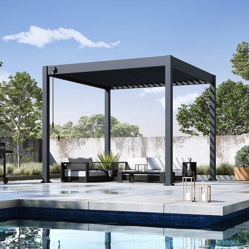 [ANTS33AR] Bioklimatska pergola Antares (Samostoječa, 3 x 3, Antracit, Ročni)